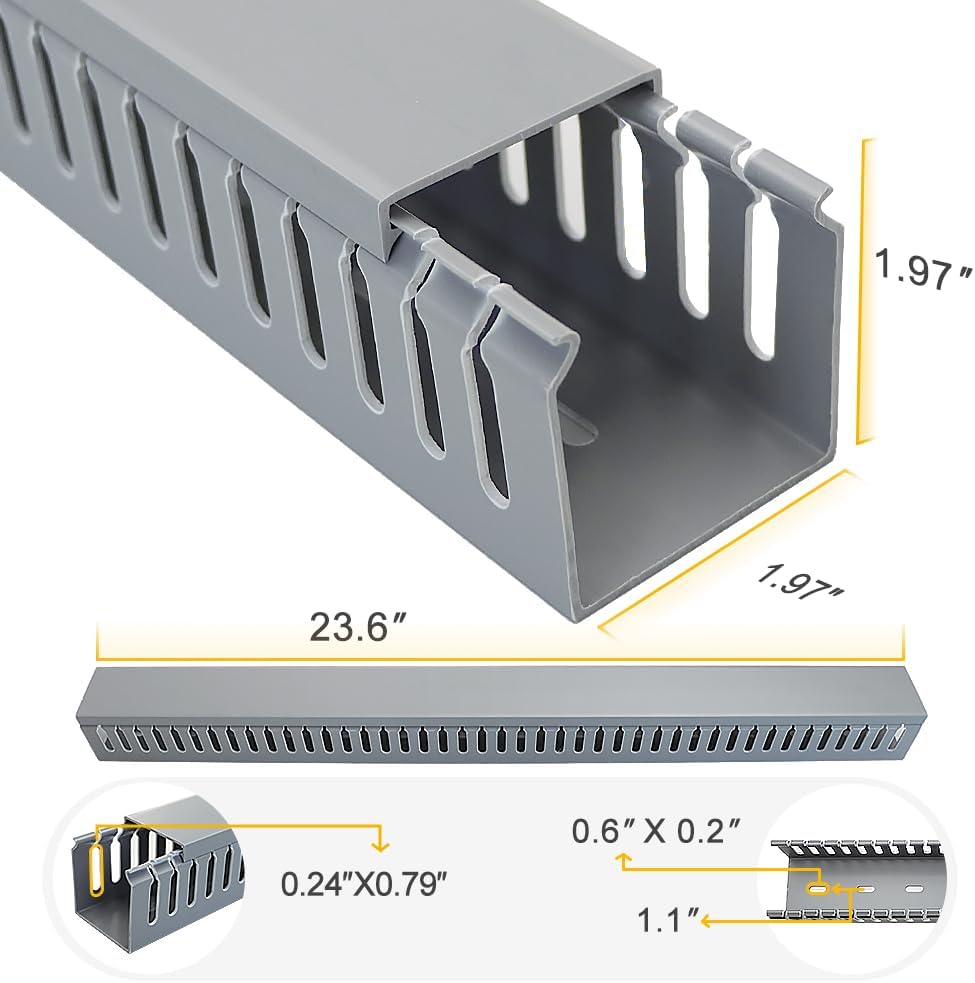 Cable Raceway 95" Open Slot Cable Management Kit Large Capacity Upgraded Snap Structure,Wire Cover Cord Hider for Under Desk&Industrial Network/PC/TVs- 23.6" X 1.97" X 1.97" X 4PCS LWH Grey Color