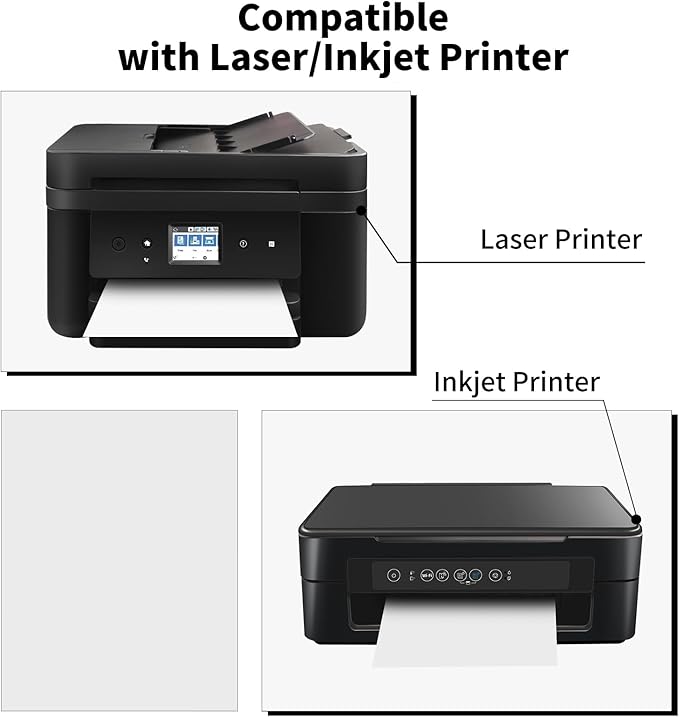 8.5" x 11" Full Sheet Label Sticker Paper for Laser & Inkjet Printers,Self Adhesive Full Page Shipping Labels,Printable White Matte Mailing Label Stickers(4000 Sheets,4000 Labels)