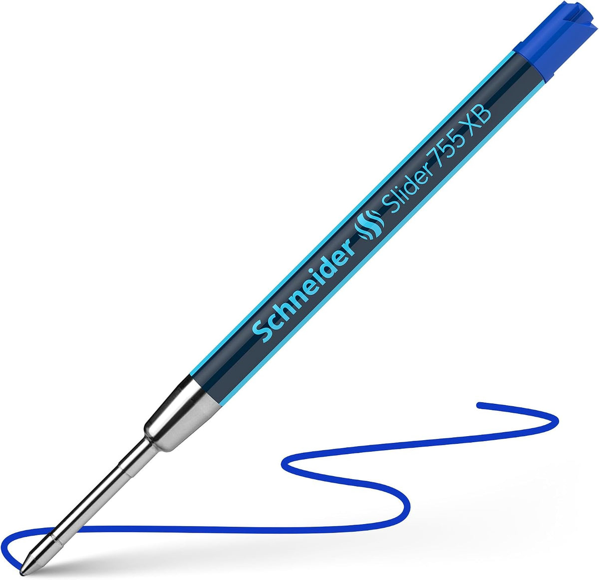 Schneider Slider 755 XB (Extra Broad) Ballpoint Pen Refill, 1.4 mm, ISO Format G2, Blue Ink, Box of 10 Refills (175503)