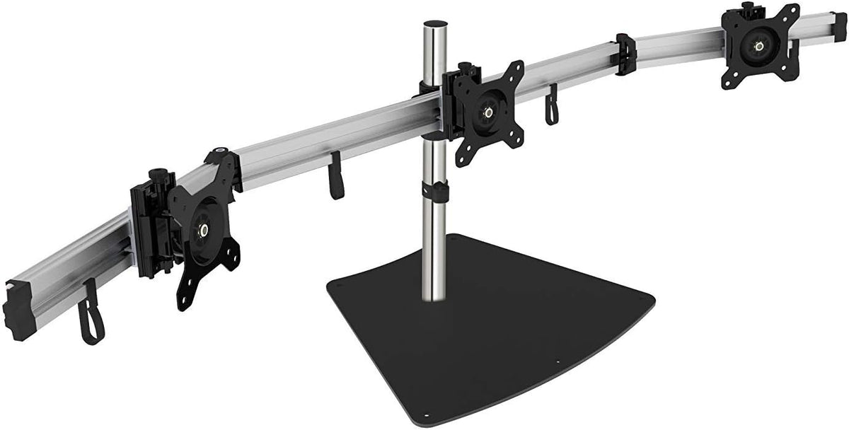 SIIG Premium Aluminum Triple Monitor Stand - 3 Monitors 13" to 27" Up To 17.6 lbs VESA 75 and 100 (CE-MT2111-S1)