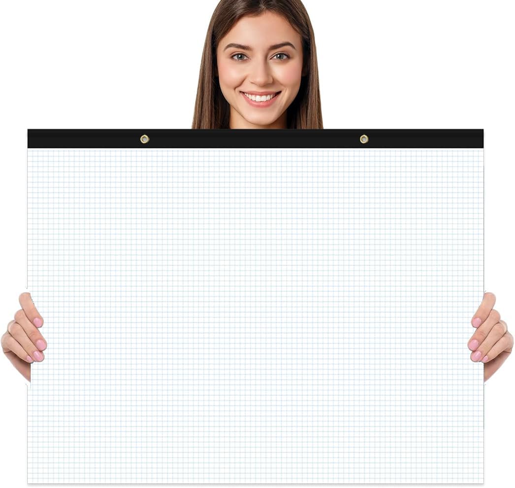 (2-Pack) Large Engineering Graph Paper Pad - 22" x 17" Grid Paper Notepad, 4"x4" Blue Grid 100 Sheets/200 Pages Paper for Engineer Architect Designer Mathematician Draftsman