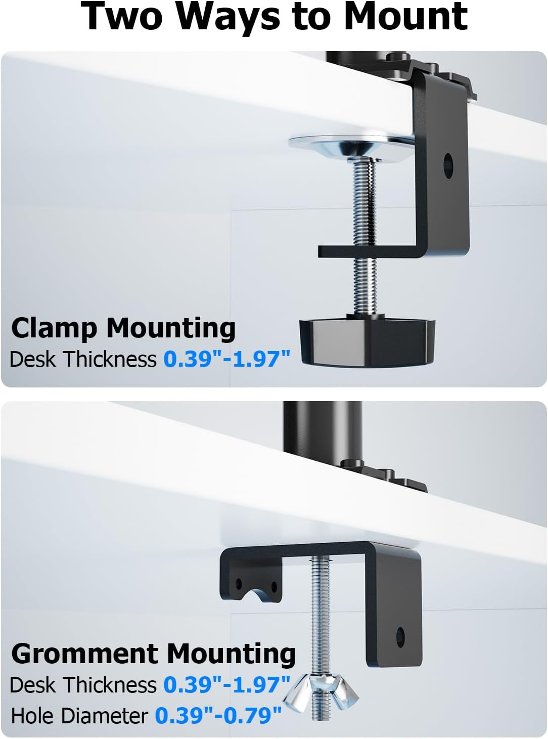 FORGING MOUNT Triple Monitor Mount for 13 to 32 inch Screens, Adjustable 3 Monitor Desk Mount, Triple Monitor Stand with Swivel, Tilt, Rotation, Clamp & Grommet Kit