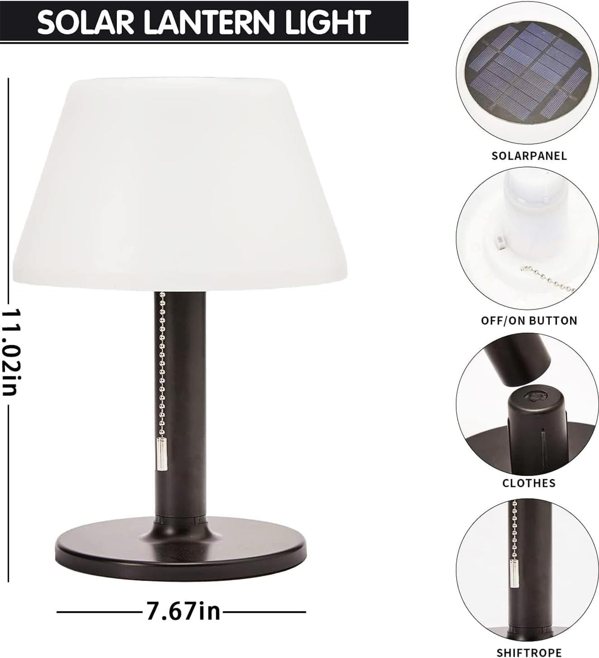 shumi Solar Table Lamp Outdoor Waterproof, Solar Desk Lamp LED for Patio