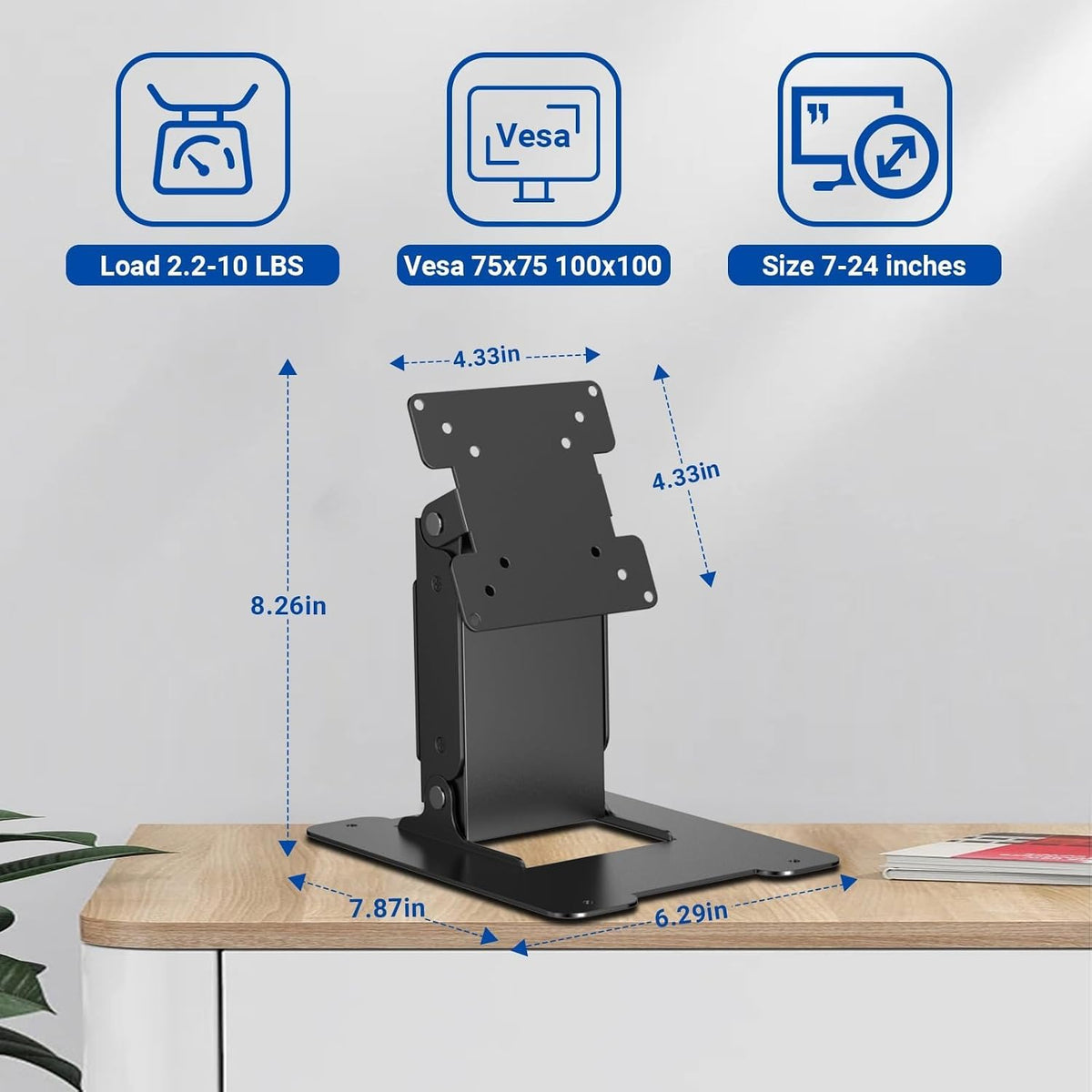 WEARSON Touch Monitor VESA 75 100 50 and Mini PC VESA 75 Back-to-Back Dual Mount All Metal Stable Leaning Low Profile