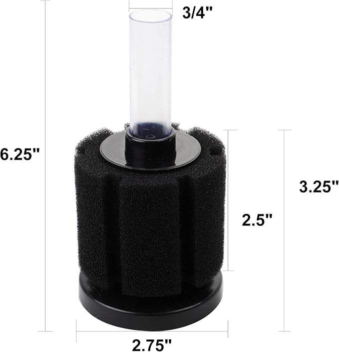 AQUANEAT Aquarium Air Powered Sponge Filter, Fish Tank Bio Bubble Filter