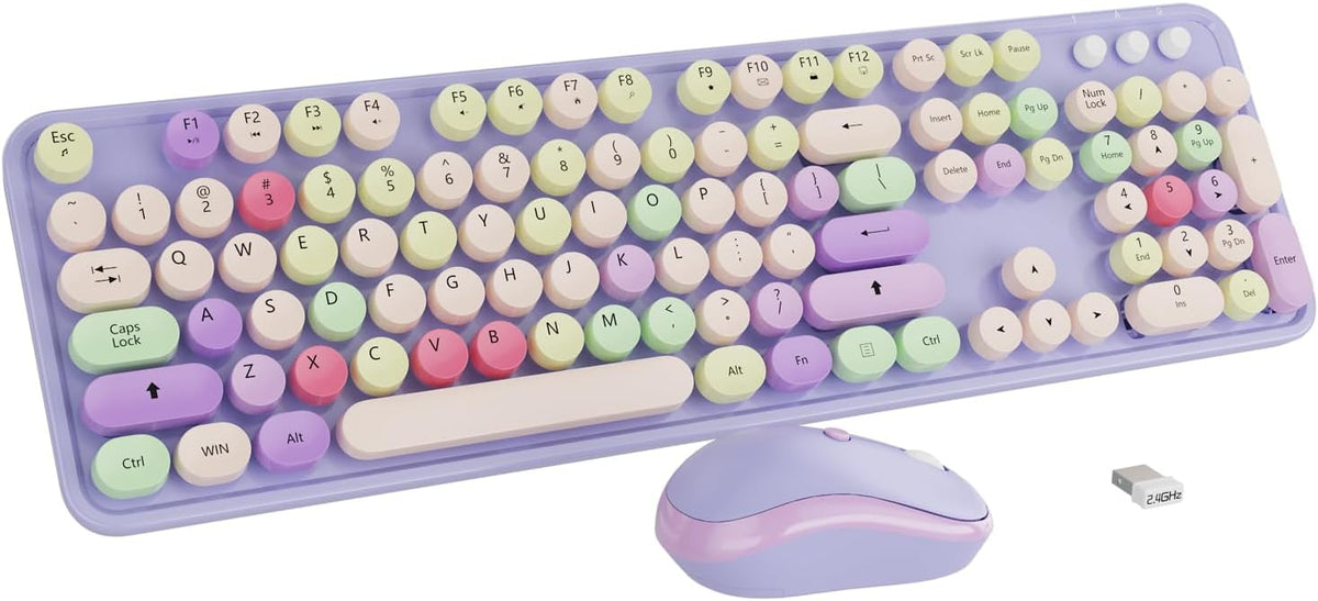 Kootop Wireless Computer Keyboard and Mouse Combo,Colorful Purple