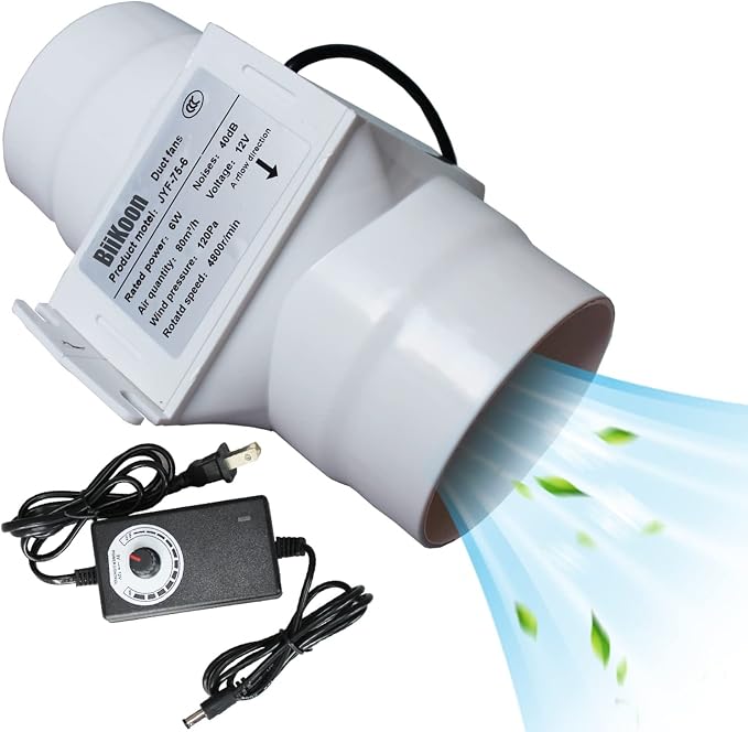 3 Inch Duct Fan Variable Inline Exhaust Blower 12V Extractor Fan 47Cfm Powerful