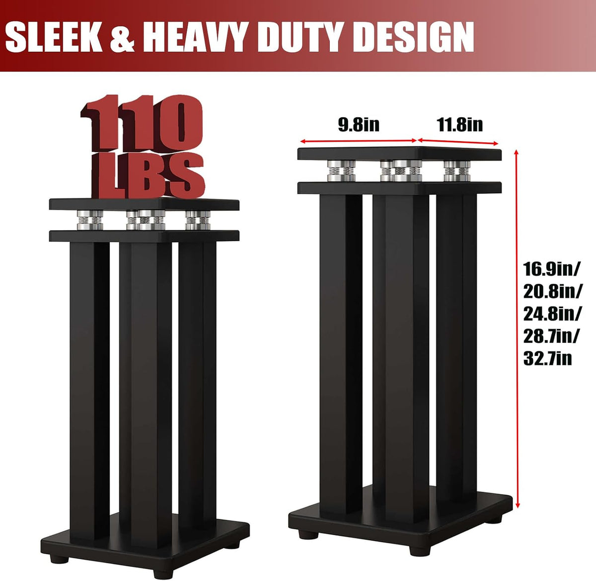 29 Inch Spring Isolation Speaker Stands, Heavy Duty 110lbs Pair