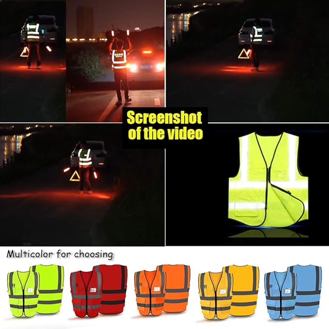 YOWESHOP High Visibility Safety Vest Custom Your Logo Protective Workwear 5 Pockets With Reflective Strips Outdoor Work Vest (Pink (3XL))