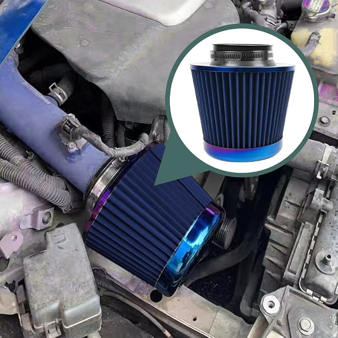 Cold Air Intake Filter, High Performance, Washable Filter, Clamp-On Replacement