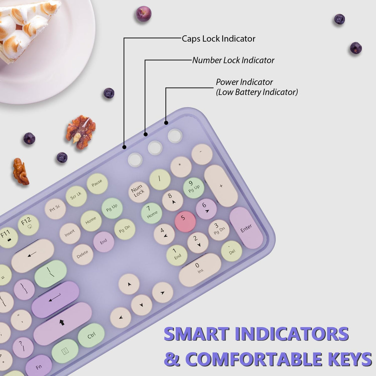 Kootop Wireless Computer Keyboard and Mouse Combo,Colorful Purple