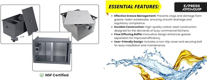 Commercial Carbon Steel Grease Trap Interceptor 14lb