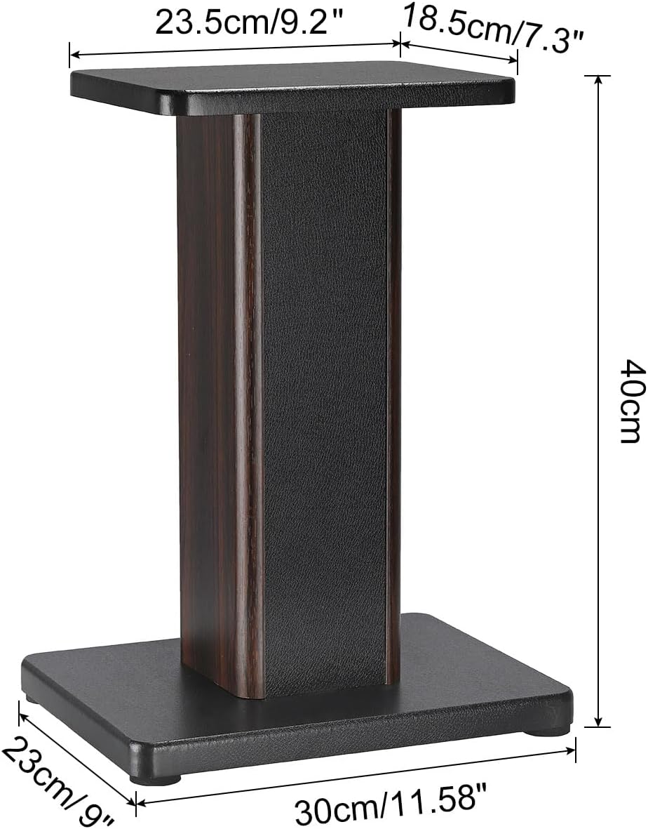 MECCANIXITY Wood Grain Speaker Stands 1 Pair 15.7 Inch (40cm) Universal Small Speaker Stand Hollowed Stands Enhanced Audio Listening for Home Theaters Cinema