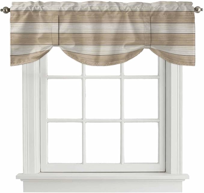 Brown Ombre Wooden Tie Up Valance Curtains