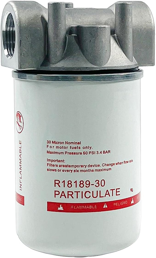 1 Inch NPT Fuel Tank Filter Kit, High Flow Fuel Filter 25 GPM 30 Micron Spin-on