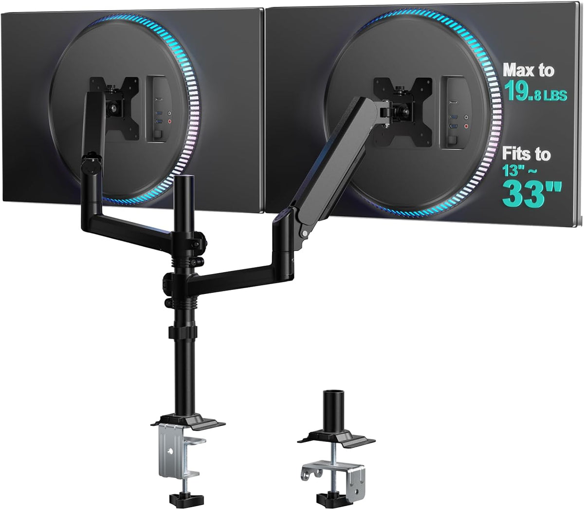 WALI Tall Dual Monitor Desk Mount for 13-33 inch Screens, 19.8 lbs per Arm