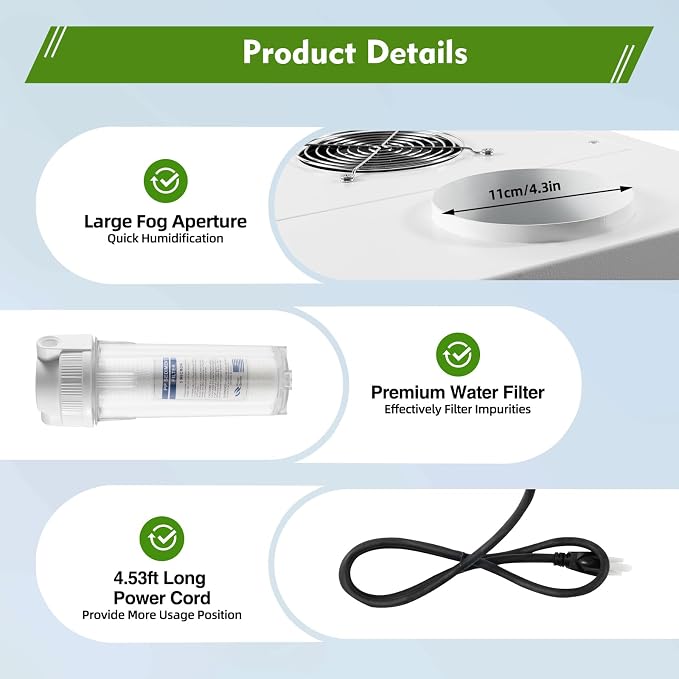 Ultrasonic Industrial Agricultural Humidifer, 0.79Gal/H Smart Commercial