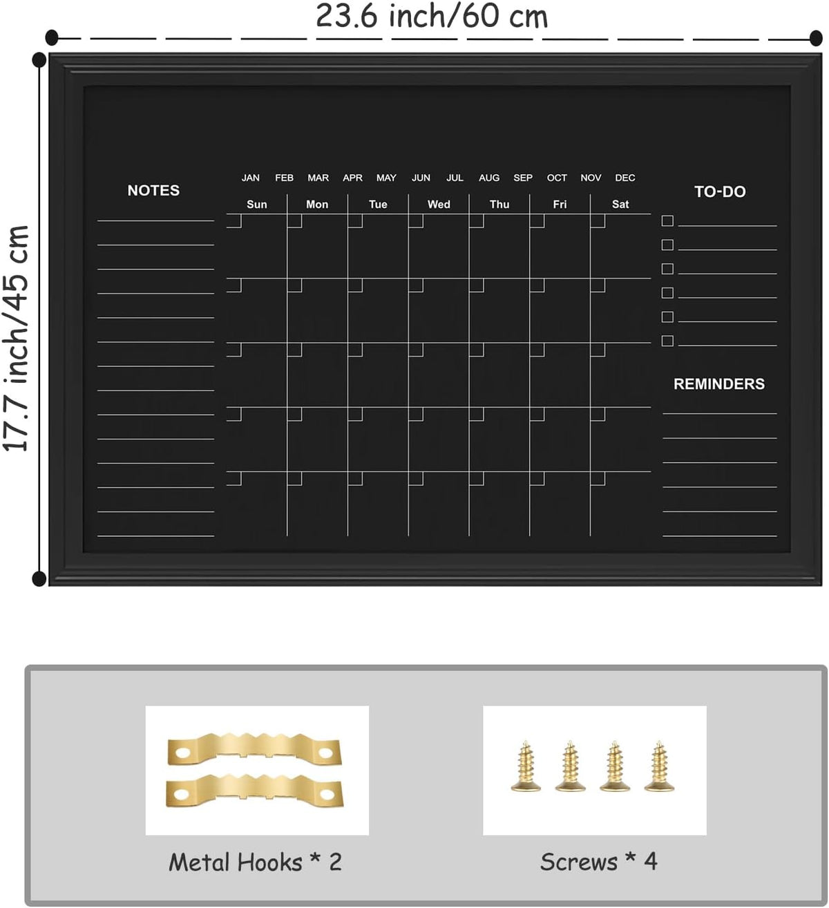 Large Magnetic Chalkboard Calendar,17.7" × 23.6" Family Planner Chalk Board
