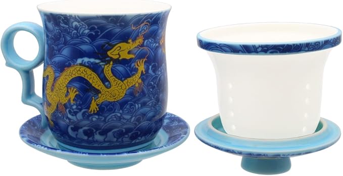 Porcelain Tea Cup with Infuser Lid and Saucer Sets