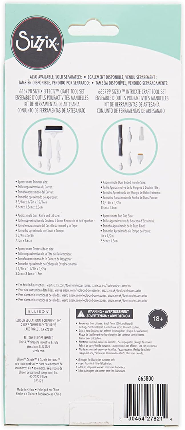 Sizzix Craft Knife, Trimmer & Distress Tool Set | Perfect for Papercraft, Cardmaking, Scrapbooking, Detailed Cutting & Creating Texture