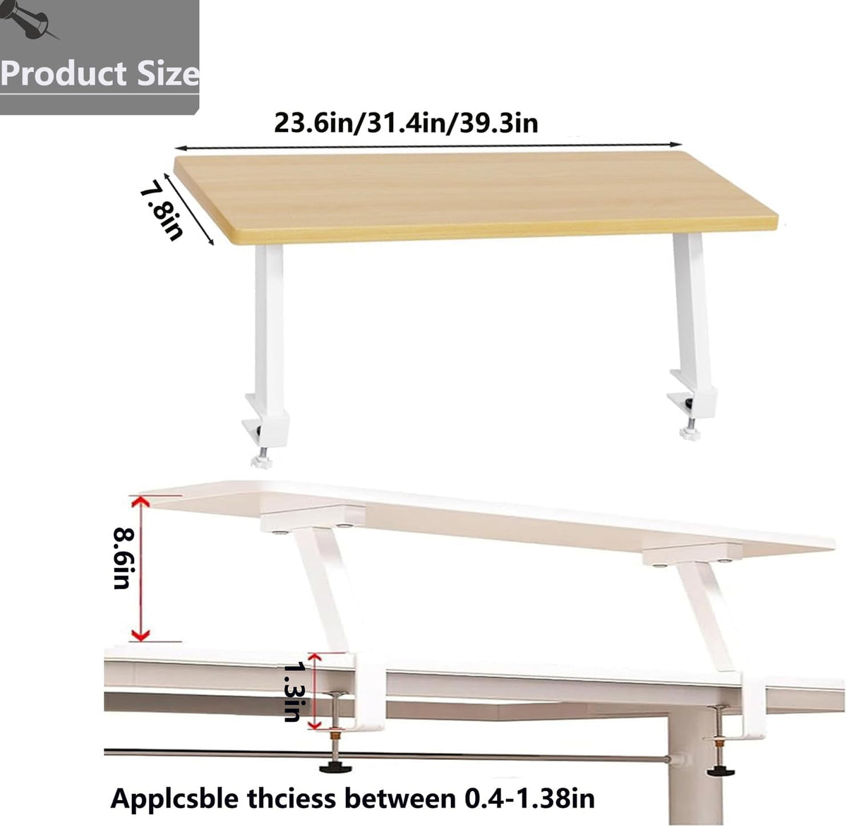 Clamp On Desk Shelf, Adjustable Desktop Extender Storage Organizer