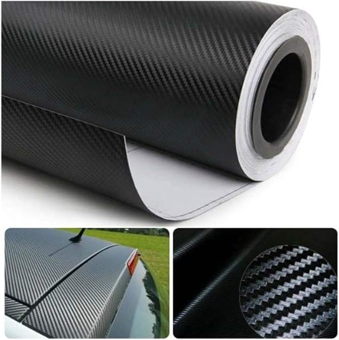 3D Black Carbon Fiber Vinyl Bubble Car Wrap Film Automotive DIY Decals (120" x 48" / 10 FT x 4 FT)