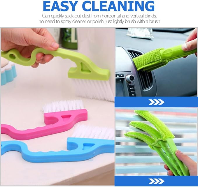 TEHAUX 8pcs Window Groove Cleaning Brush Set Scrubber