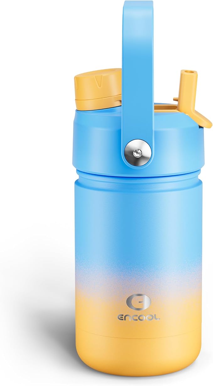 Kids Insulated Water Bottle - 12oz Stainless Steel Water Bottle with Dual Spouts