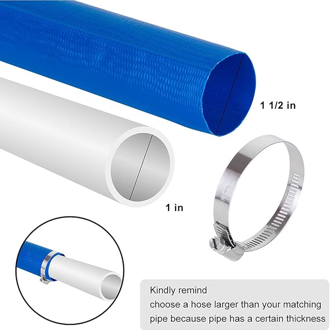 1 1/2 IN x 100 FT Pool Backwash Hose, Heavy Duty Flat Discharge Hose, Weather