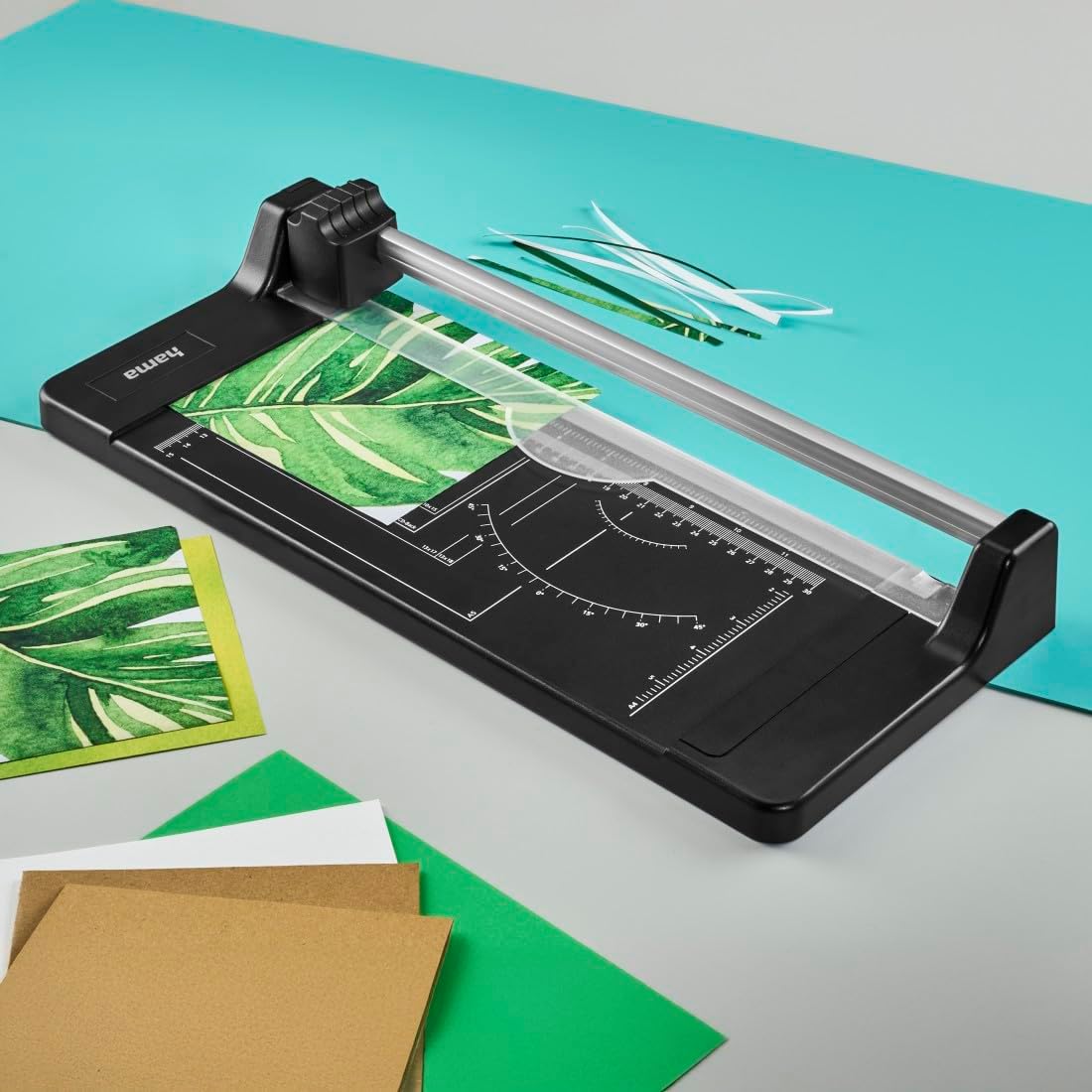 Hama Paper Cutter with Rolling Blade (Cutting Machine with 5 Sheets Cutting Power, Cutter up to DIN A4, Roller Cutter for Paper, Film and Photos) Black