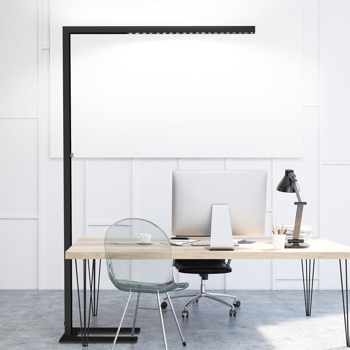 STERREN 77" LED Floor Lamp, 7350LM Dimmable Eye-Care Standing Piano Lamp, 70W Modern Tall Reading Light Bright Lighting for Office Living Room Bedroom, 4000K Natural Daylight - Black