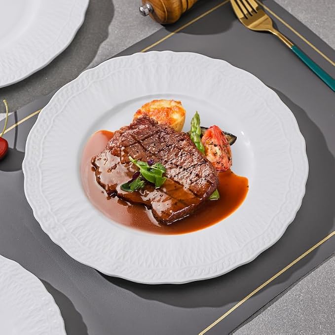 10 Inch Porcelain Dinner Plates Set of 4, Dishwasher safe, Microwave safe