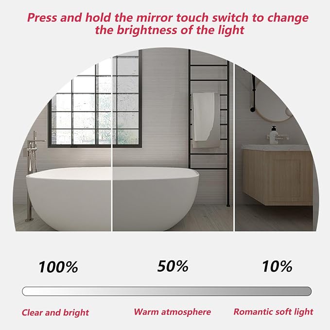 Irregular Bathroom Mirror with LED Lights, Wall Mounted Mirror with Touch