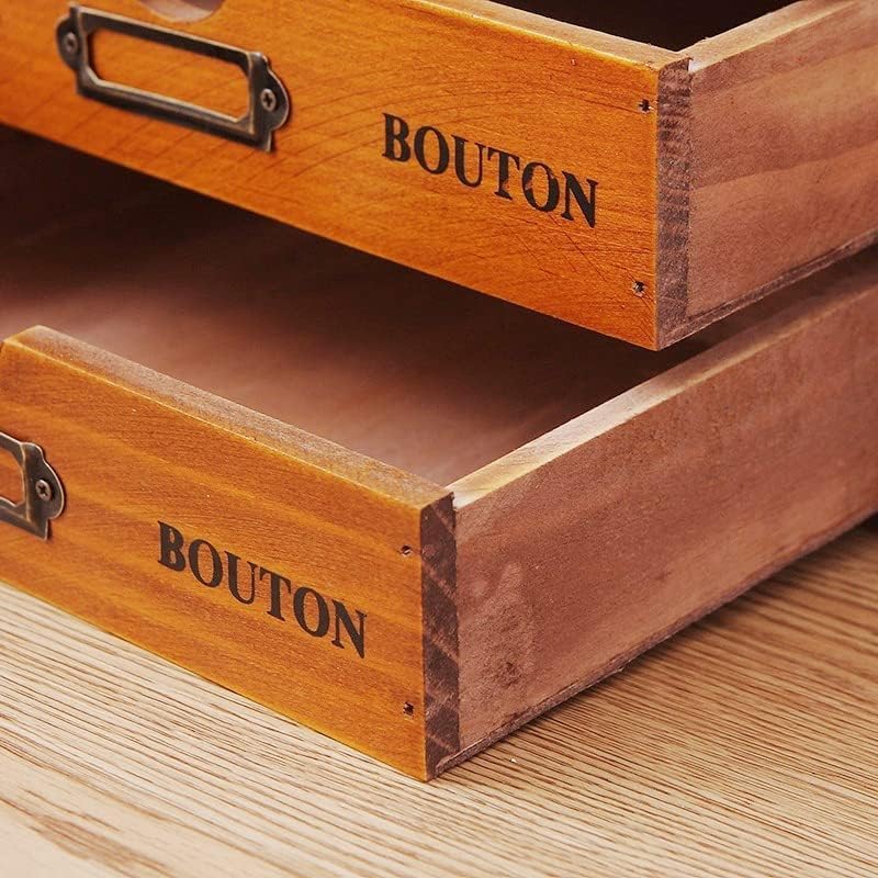 Vintage Wooden Storage Box,storage box with drawers, wooden box,wooden drawers,with Label Holder,Countertop Organizer,desk storage rack, for home, office, factory, office (3 Drawers)
