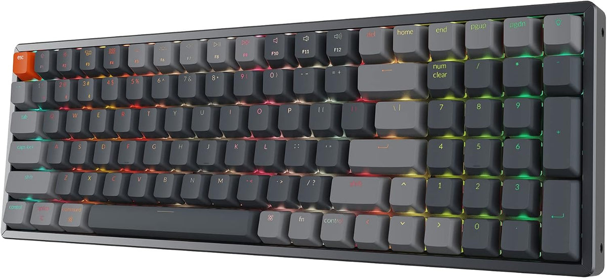 Keychron K4 RGB Hot Swappable Mechanical Keyboard, 96% Layout Bluetooth Wireless/USB Wired Computer Keyboard with Super Red Switch Aluminum Frame for Mac Windows-Version 2