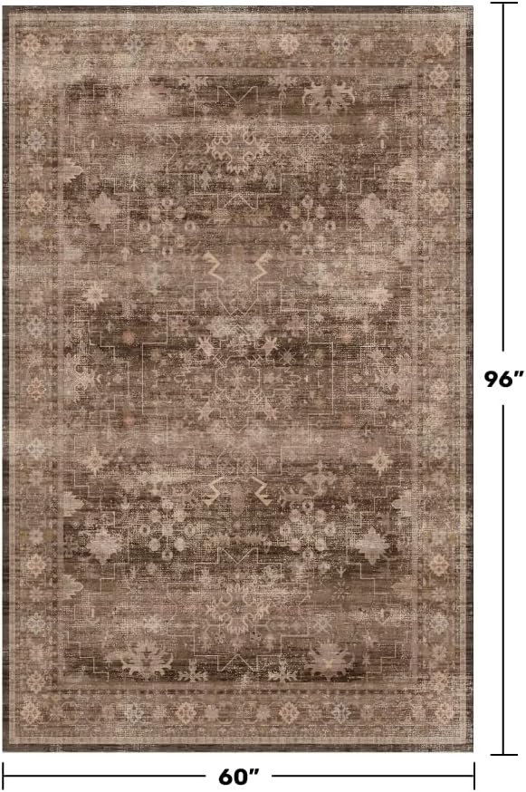 Hazo Haus Taupe Brown 5x8 Rug for Living Room