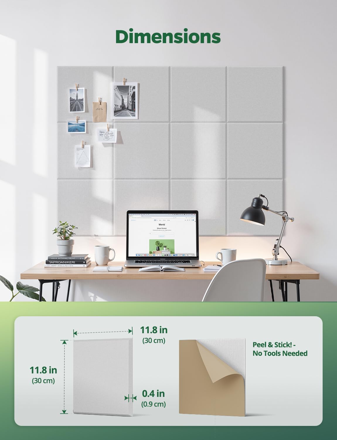 Felt Bulletin Board for Classroom School Wall Display,12 Pack White Large Corkboard Tiles Covering 36" x 48" Decorative for Office Bedroom Pin Notes Photos Organization Messages Notice