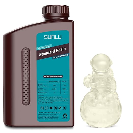 SUNLU 3D Printer Resin 1kg, Fast Curing Standard 3D Resin