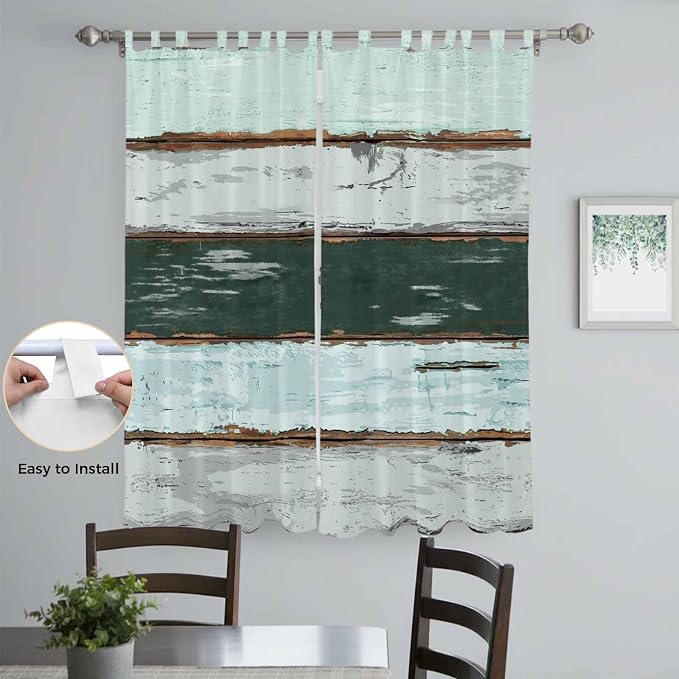 Blue Teal Living Room Curtains 96 Inch Length, Window Curtains Tab Top