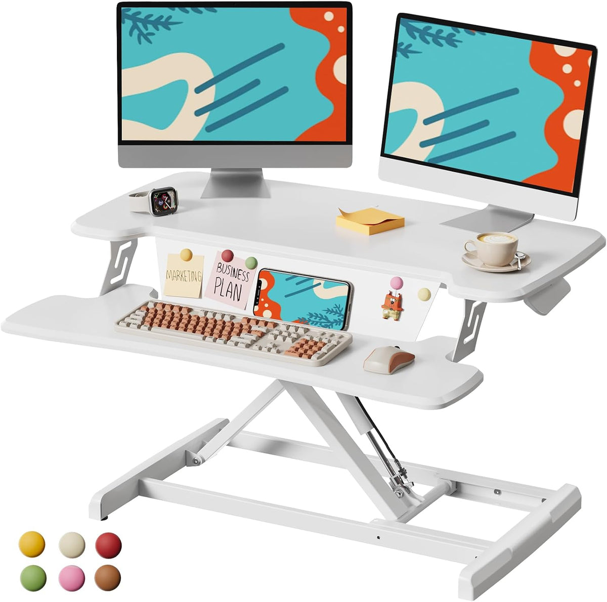 JOY worker Standing Desk Converter, 32" Height Adjustable Desk Riser, White