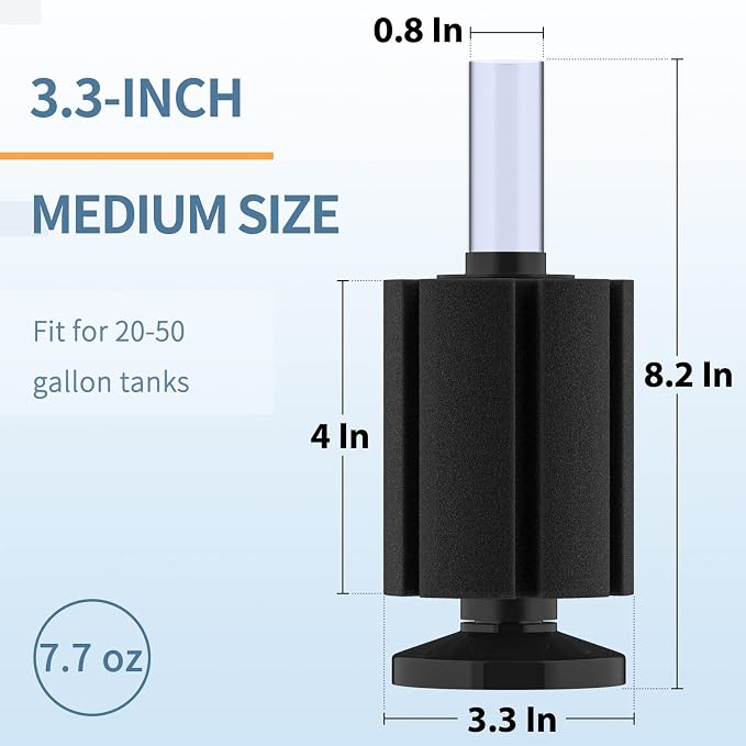 Pawfly Large Aquarium Bio Sponge Filter Quiet Betta Fry Shrimp and Small Fish