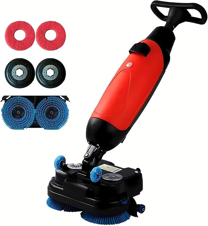 Floor Polisher Commercial, Dual-Brush Rotary Floor Scrubber, Lightweight