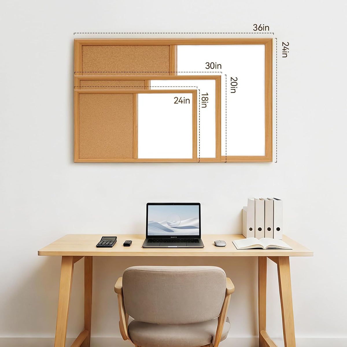 ARCOBIS Cork Board White Board Combo with MDF Wood Frame