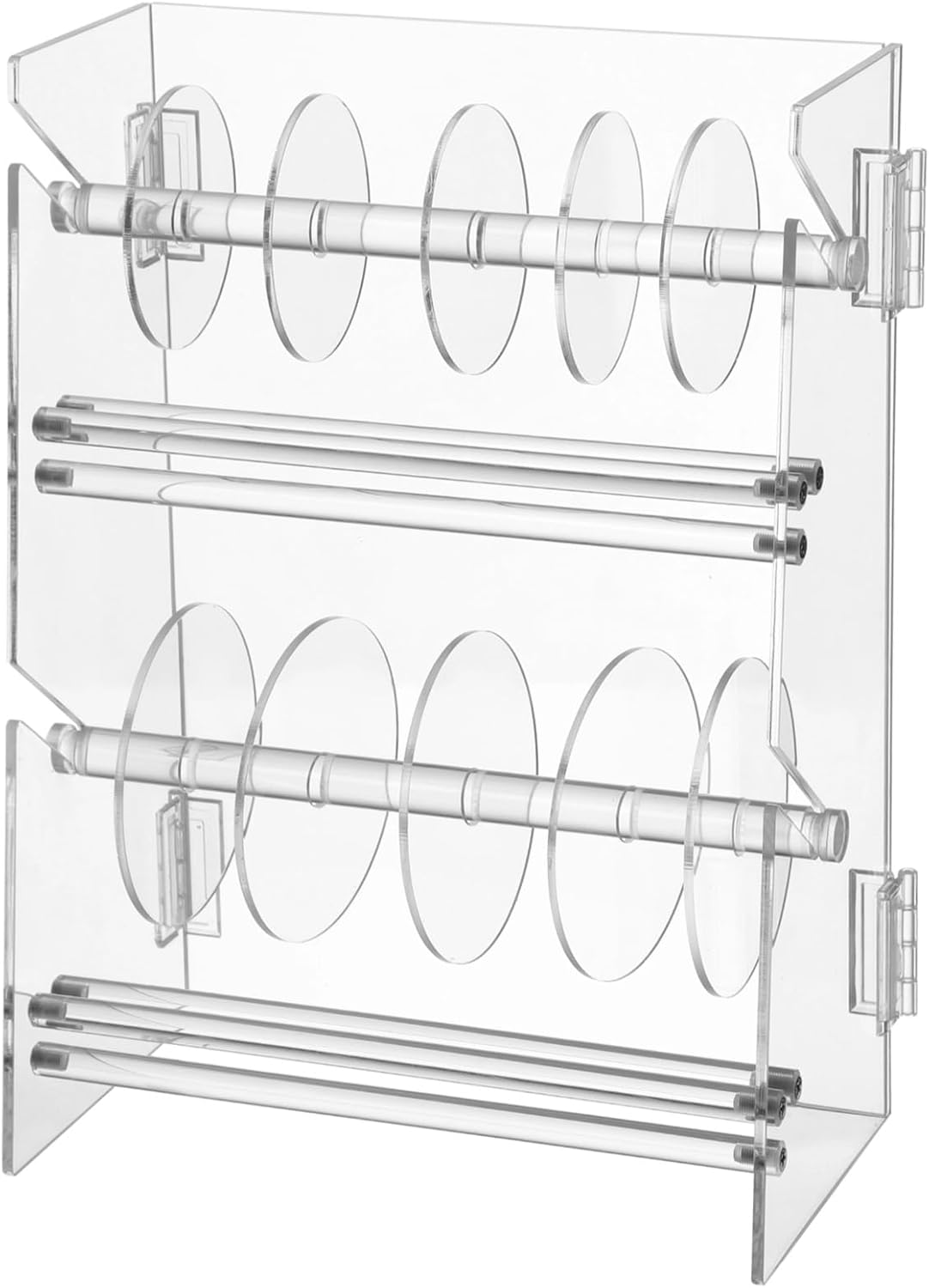 Double-Layer Acrylic Roll Sticker Dispenser, Foldable Label Roll Holder, 2-Tier Label Display Stand with Screwdriver & Screws, Transparent Label Organizer for Homes, Offices, Schools