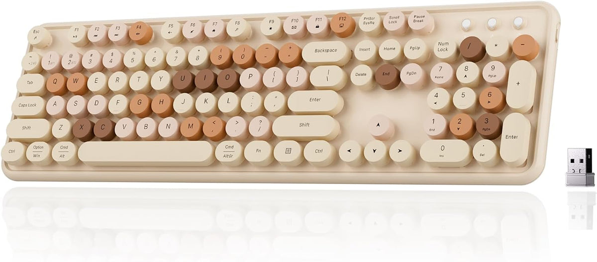 Colorful Wireless Bluetooth Keyboard (Milk-Tea Colorful)