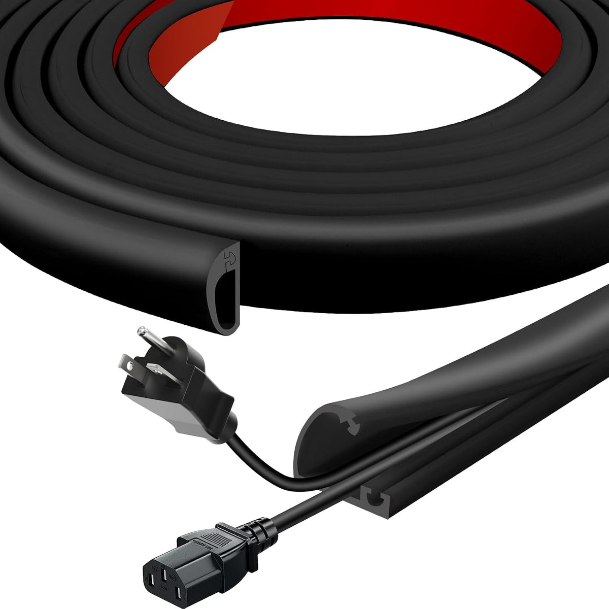 Silicone Cord Hider for Wall,236" Self-Adhesive Wire Hider for Cords,Side Open Cable Raceway Kit for Mounted TV,Flexible Cord Cover Cable Concealer Channel for Home & Office，Cavity 0.63" W x 0.31" H