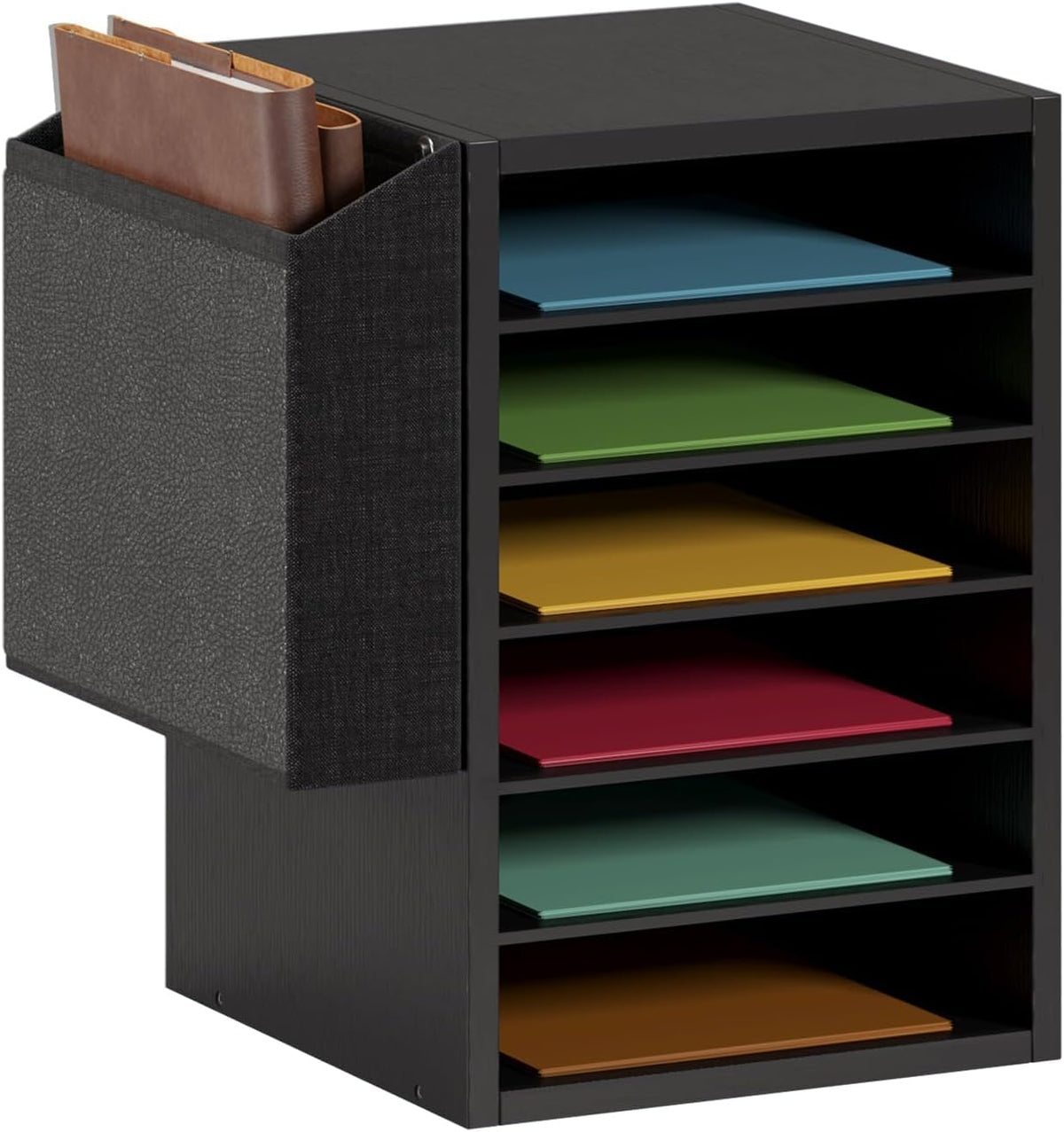 Unionly 6 Tier Adjustable Mail Sorter,Wood Paper Organizer for Class,Office