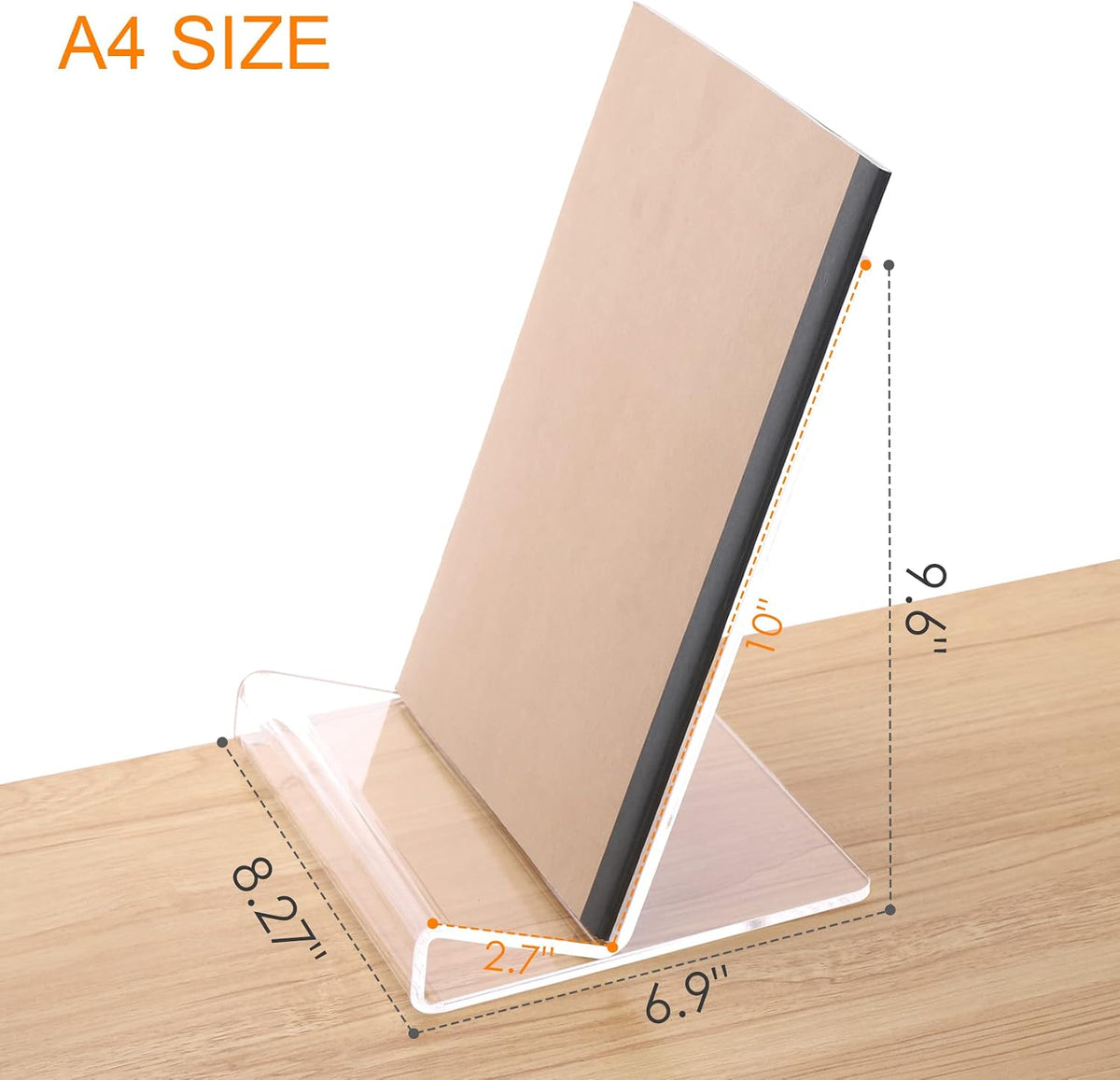 SANRUI 2 Pack Acrylic Book Stand, Clear Easel Stand for Display, A4