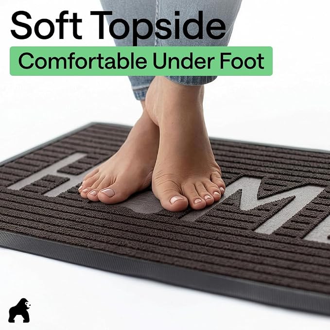 GORILLA GRIP 100% Waterproof All-Season WeatherMAX Doormat, US Designed Natural