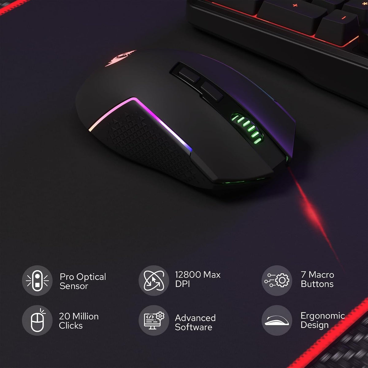 Redragon Wireless K526 PRO Membrane Keyboard & M693 PRO Gaming Mouse Combo